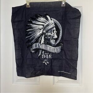Hav A Hank LIVE FREE OR DIE American Hardcore Black Skull Bandana